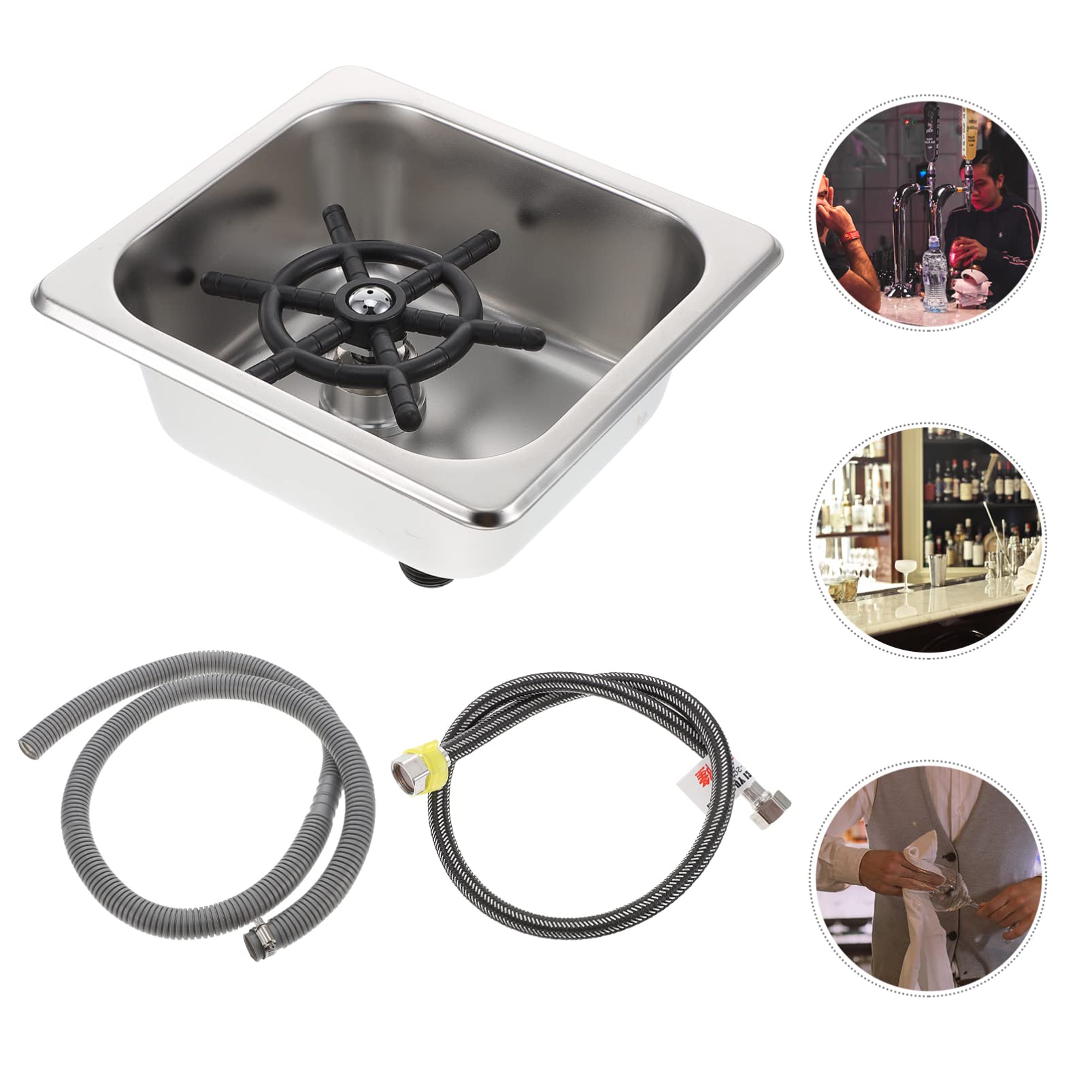 NUOBESTY Lavabicchieri e Lavabottiglie in Acciaio Inox 304 Sciacquatrice Automatica Ad Alta Pressione, Risciacquo Rapido Per Bar e Uso Domestico, Compatibile Bicchieri Di Vetro Di Varie Dimensioni