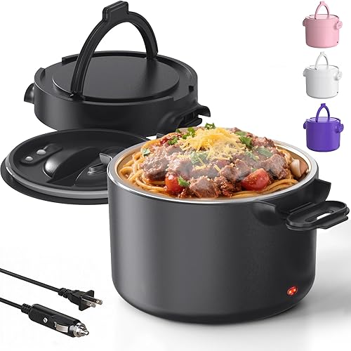 Miniatura 14 de Lonchera eléctrica, calentador de alimentos portátil de 33 onzas, calentamiento rápido de 100 W y acero inoxidable 304 a prueba de fugas, 3 en 1