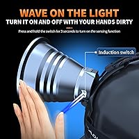 Vista 3 de Coon Hunting Lights,High Power LED Headlamp Spotlight,Waterproof Super Bright Rechargeable Headlight with Motion Sensor