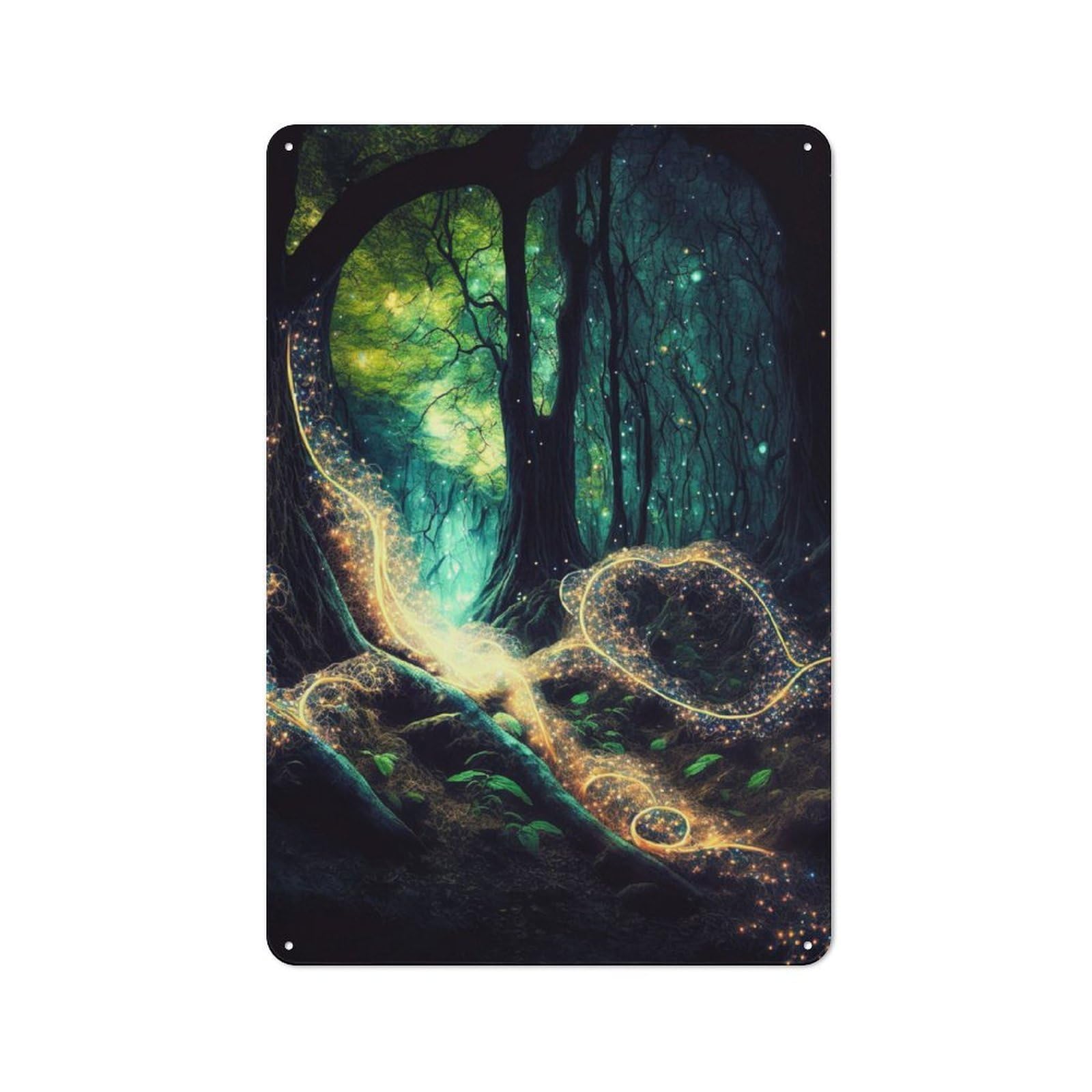 Junmoney Fantasy Trees Industrial-Style Metal Plaque 30X20cm For Workshop Wall, For Vintage Wall Decor Fans, For Themed Room Decoration