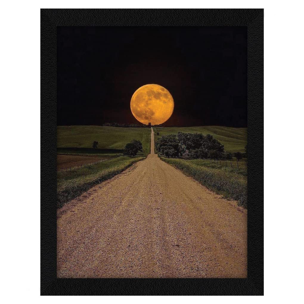 PUJA Jitesh Art Full Moon Road Of Life Landscape Painting For Home Office Kitchen Decoration