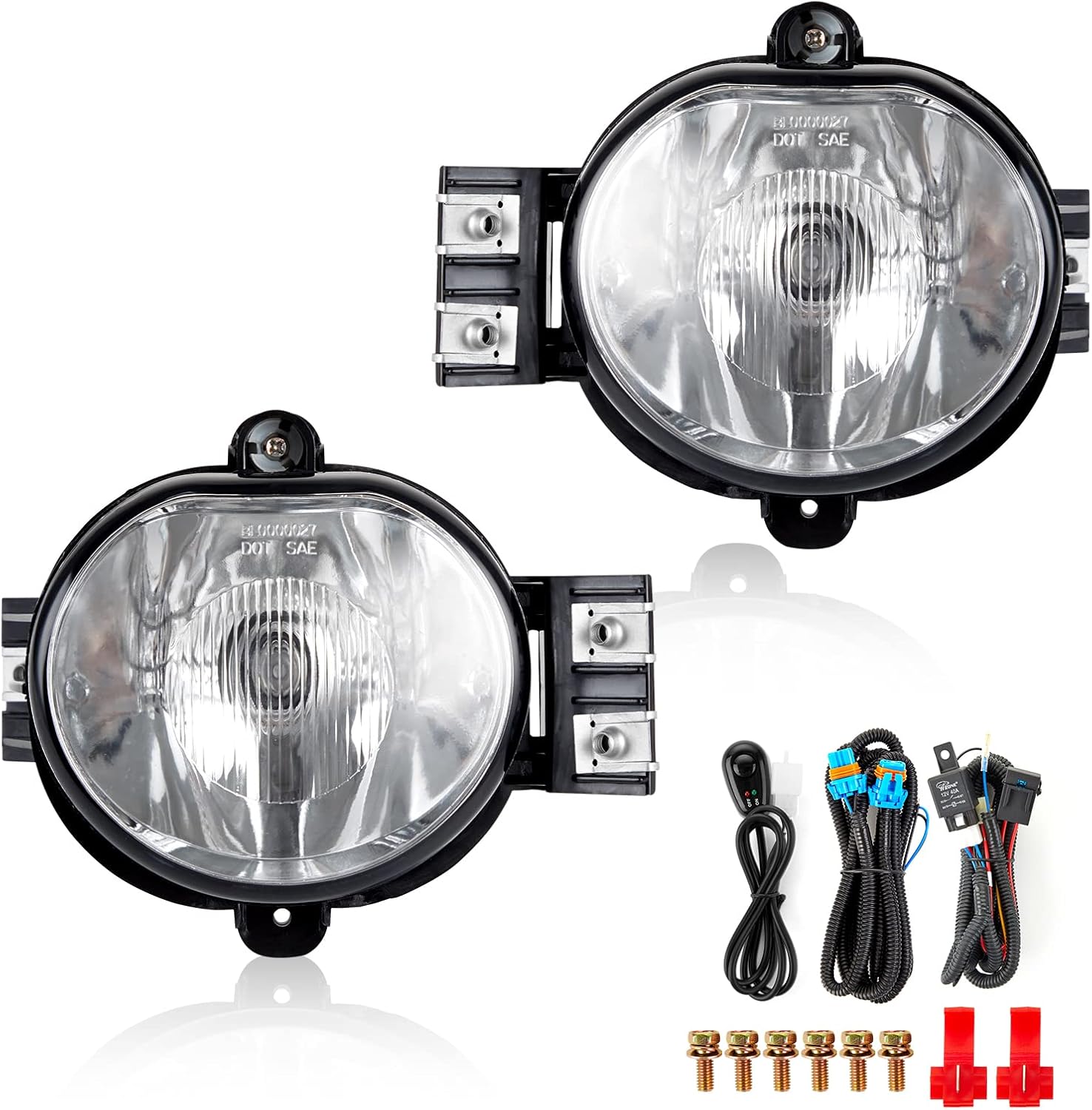 Fog Light Lamp Assembly For 2002 2003 2004 2005 2006 2007 2008 Dodge Ram 1500 2500 3500 Pickup Truck With Halogen Bulbs Included Switch And Wiring Kit