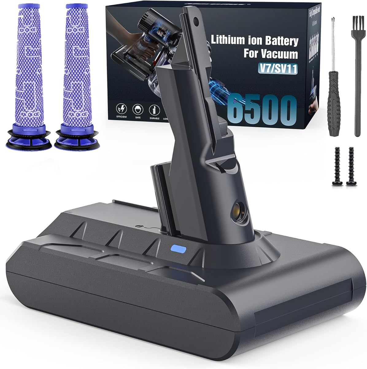 Keenstone 6500mAh Battery Replacement for V7, 21.6V Li-ion Battery for SV11 V7 Motorhead V7 Animal V7 Extra V7 Mattress V7 Absolute V7 Allergy Vacuum Cleaners, Central Vacuum Installation Parts