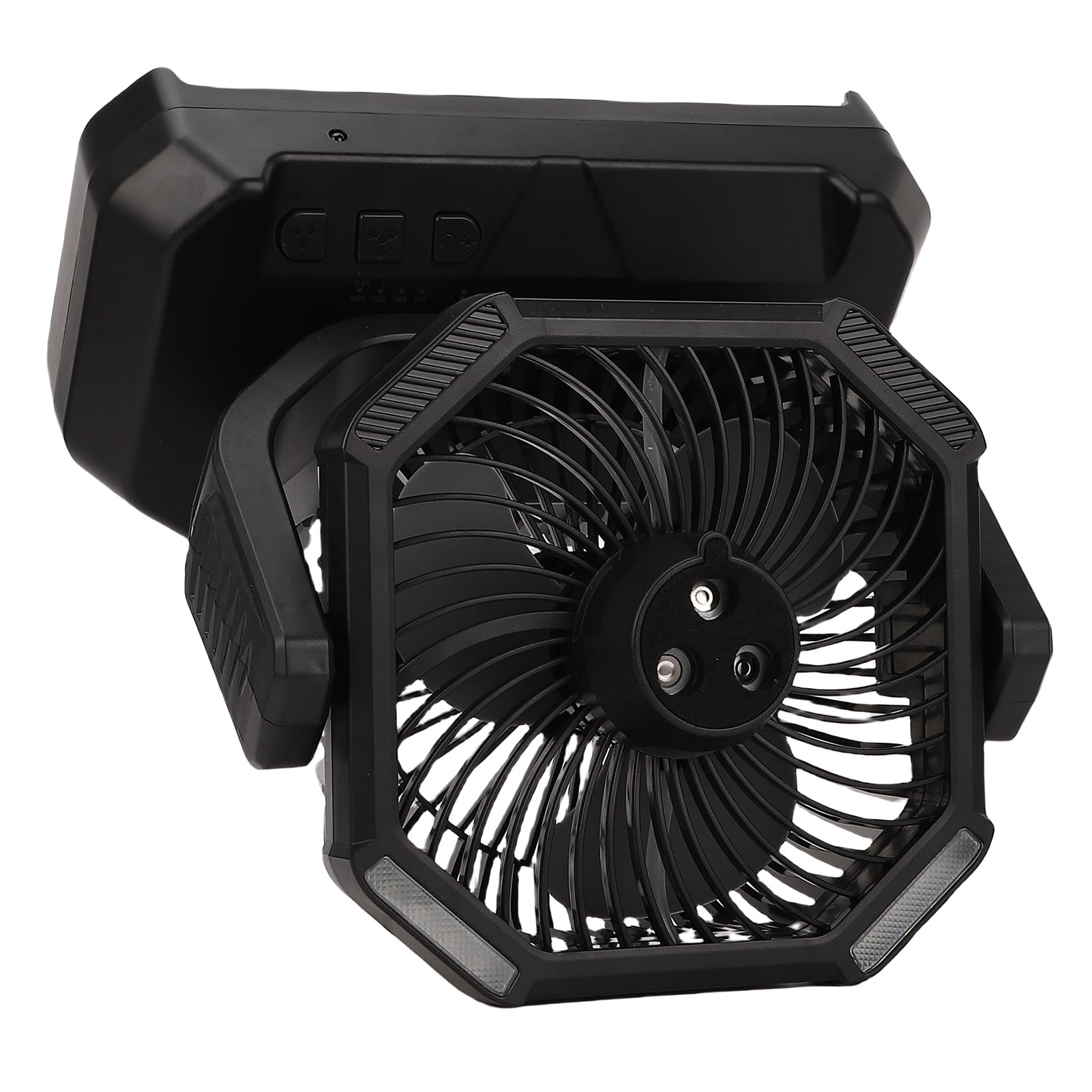 Fafeicy Ventilateur Brumisateur Portable avec Lumière LED, Télécommande, Rechargeable, 4 Vitesses, Agitation Automatique, Noir, pour Usage Extérieur