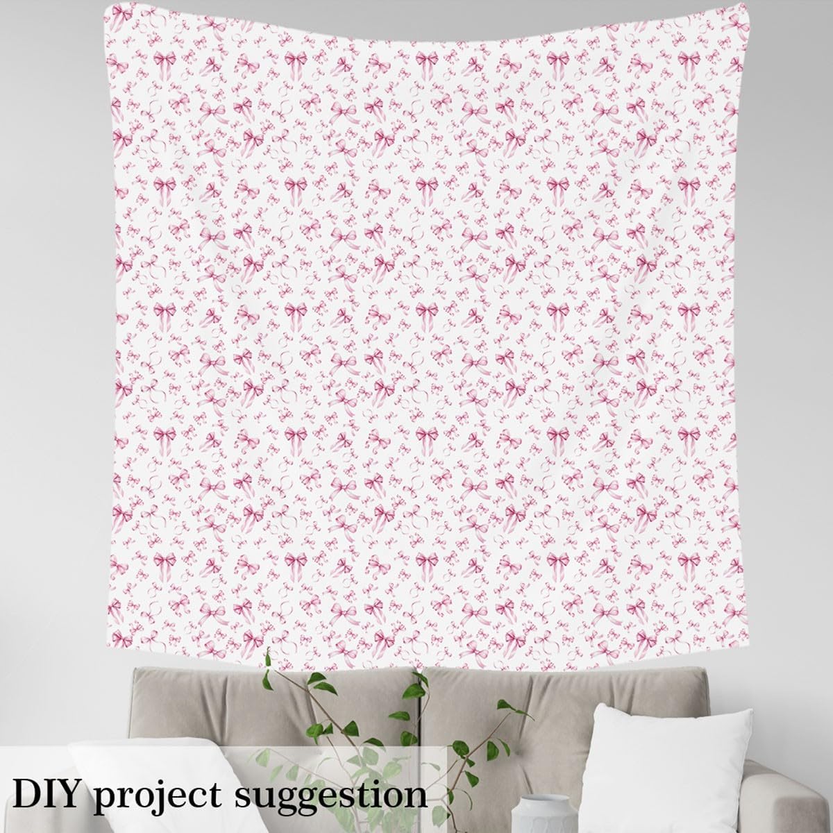 jejeloiu Watercolor Bow Fabric by The Yard Coquette Bows Upholstery Fabric for Sewing Crafting Pink Bowknot Waterproof Indoor Outdoor Decor for Home DIY Projects Girls Bowknot 10 Yards