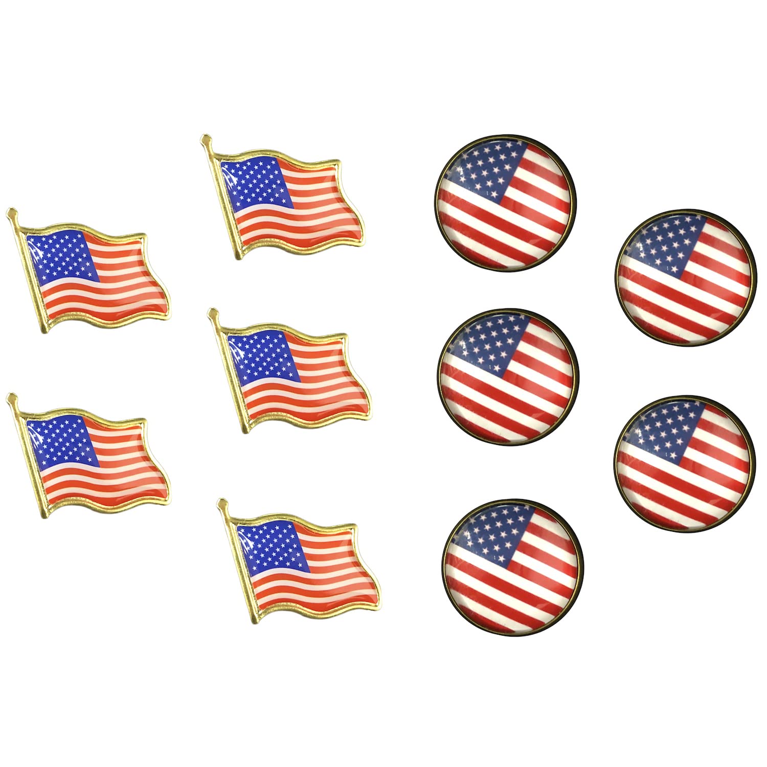 PLUSMORE 10pcs America Flag Pin USA Lapel Badge Clothes Backpack, Iron, no gemstone