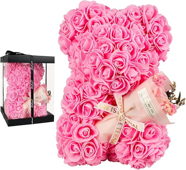 Valentines day Gifts, Flower Bear Gifts for Her, Valentines day Gifts for Her, Mothers Gifts Hand Made Flower Bear Rose, Wedding Home Party Decoration, Gifts for Women, Bear Gifts, Flower Bear Rose