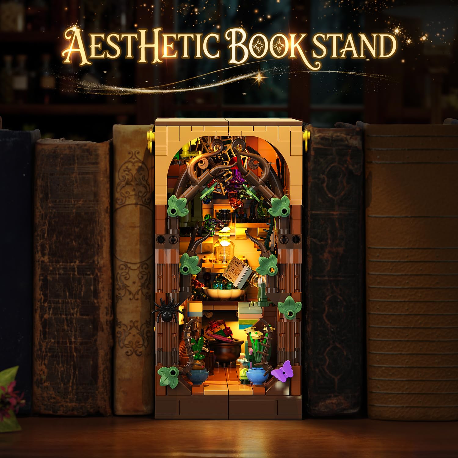 INSOON Booknook Set Mattoncini Da Costruzione Con Luci, 918 Pezzi, In Miniatura, Per Bambini E Adulti Dagli 8 Anni - copertina