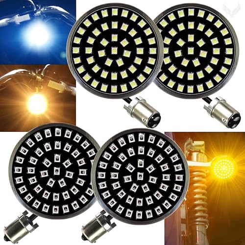 Miniatura 10 de Eagle Lights Generación II Edición Medianoche, señales de giro LED de 2 pulgadas con luces de funcionamiento blancas (delanteras (1157) y traseras