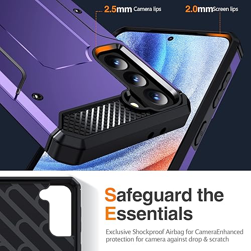 Miniatura 6 de KOBBRAN Funda Galaxy S21 Plus para Samsung Galaxy S21 Plus, funda de grado militar, a prueba de golpes, con soporte de metal y soporte, funda