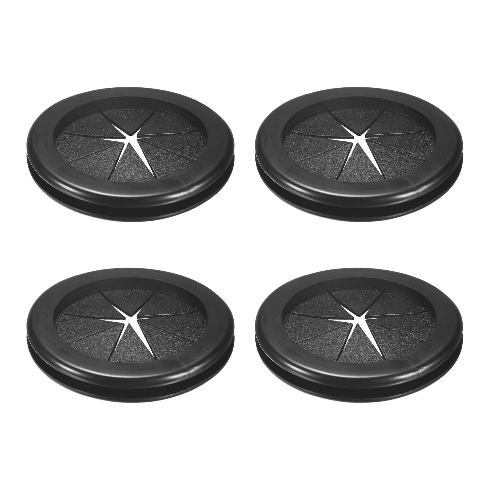 M METERXITY 4-Pack Rubber Grommets for Wiring 60mm Desk Grommet Double-Sided Flexible Cable Cord Grommet Desk Hole Cover for Cables/Wires Through Protection [Black