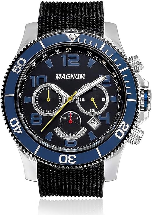 Relógio Magnum Masculino Preto Ma33308a Analógico 10 Atm Cristal Mineral  Tamanho Grande | Amazon.com.br