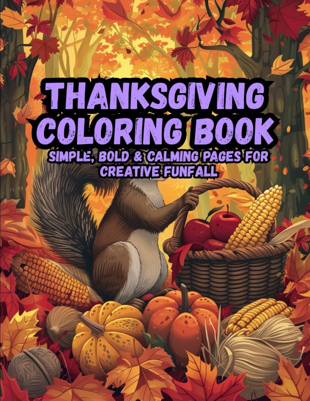 Thanksgiving Coloring Book: Cute, Bold & Relaxing Fall Pages for Stress-Free | Fun Holiday Activity Book