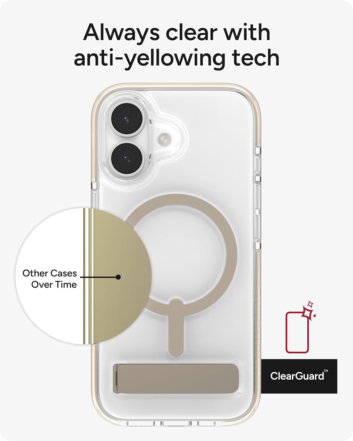 ZAGG Santa Cruz Snap Case with Kickstand for iPhone 17 - Titanium, Drop Protection (13ft/4m), MagSafe Charging Compatible, ClearGuard Anti-Yellowing Technology, Scratch Resistant Phone Case - Image 4