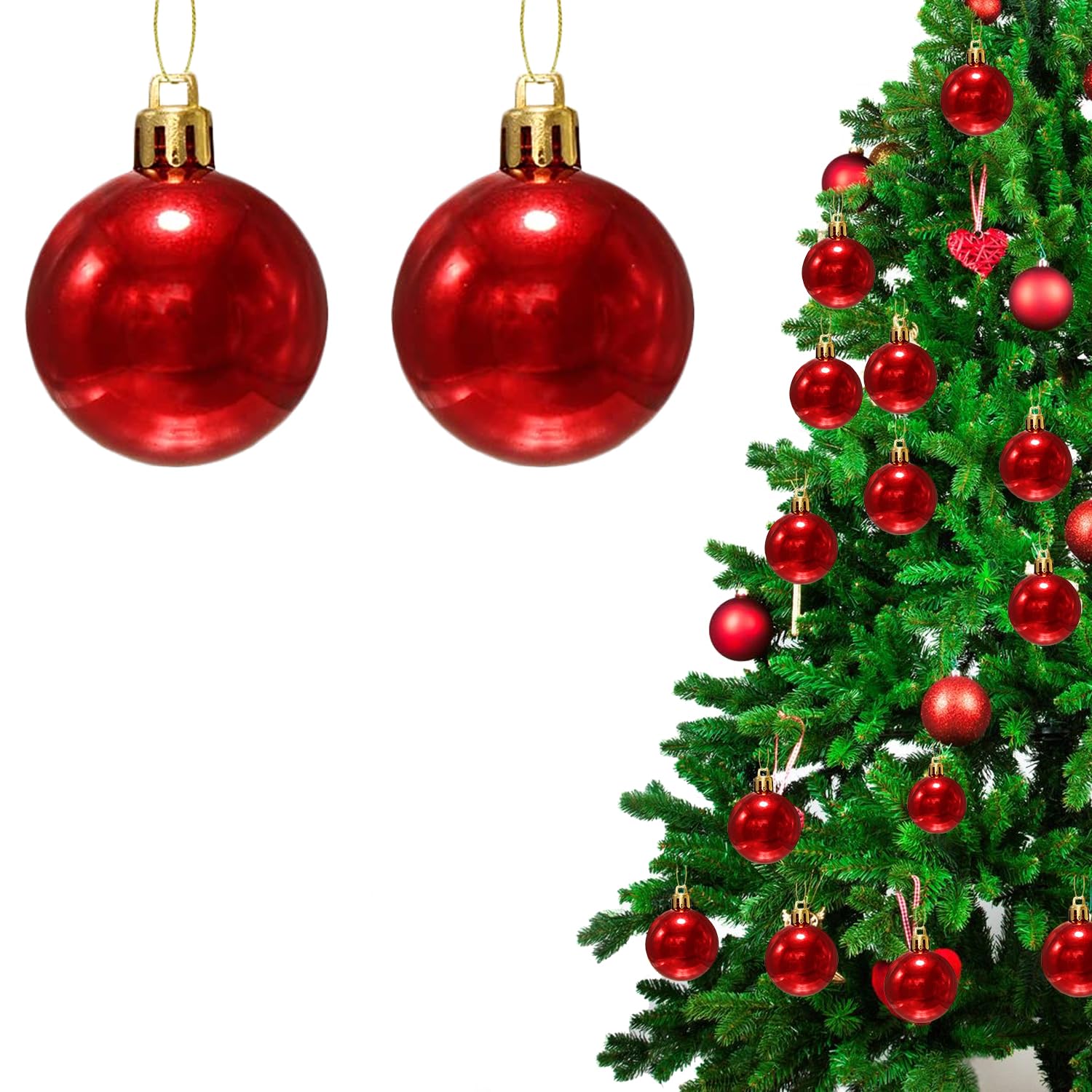 Party Propz Christmas Decorations - 12 Pcs, Christmas Ornaments | Xmas Decorations Items for Home | Xmas Decorations Items for Tree | Xmas Decor | Red Tree Ornaments (Balls)
