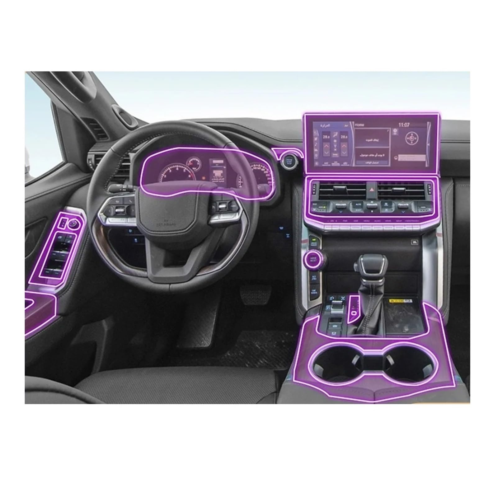 Navigation Schutzfolie Für TOYOTA Für LAND Für CRUISER 2022 2023 2024 Anti-scratch Auto Interior Center Konsole Media Dashboard Navigation TPU Schutz Film(LHD)