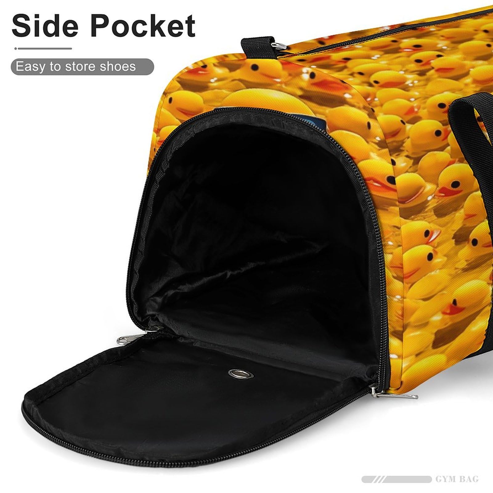 Turnbeutel für Damen und Herren, gelbe Gummi-Ente mit Sonnenbrillen-Druck, Turnbeutel, wiederverwendbarer Turnbeutel, Turnbeutel mit Schuhfach, Stil, Einheitsgröße, modern, Stil:, Einheitsgröße,