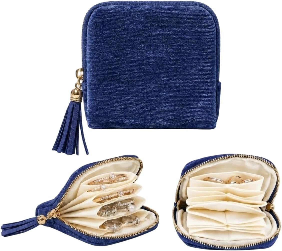 Small Travel Jewelry Case,Travel Gifts for Women,Soft Velvet Jewelry Organizer Pouch Storage Bag for Bracelet Rings Earring Necklaces