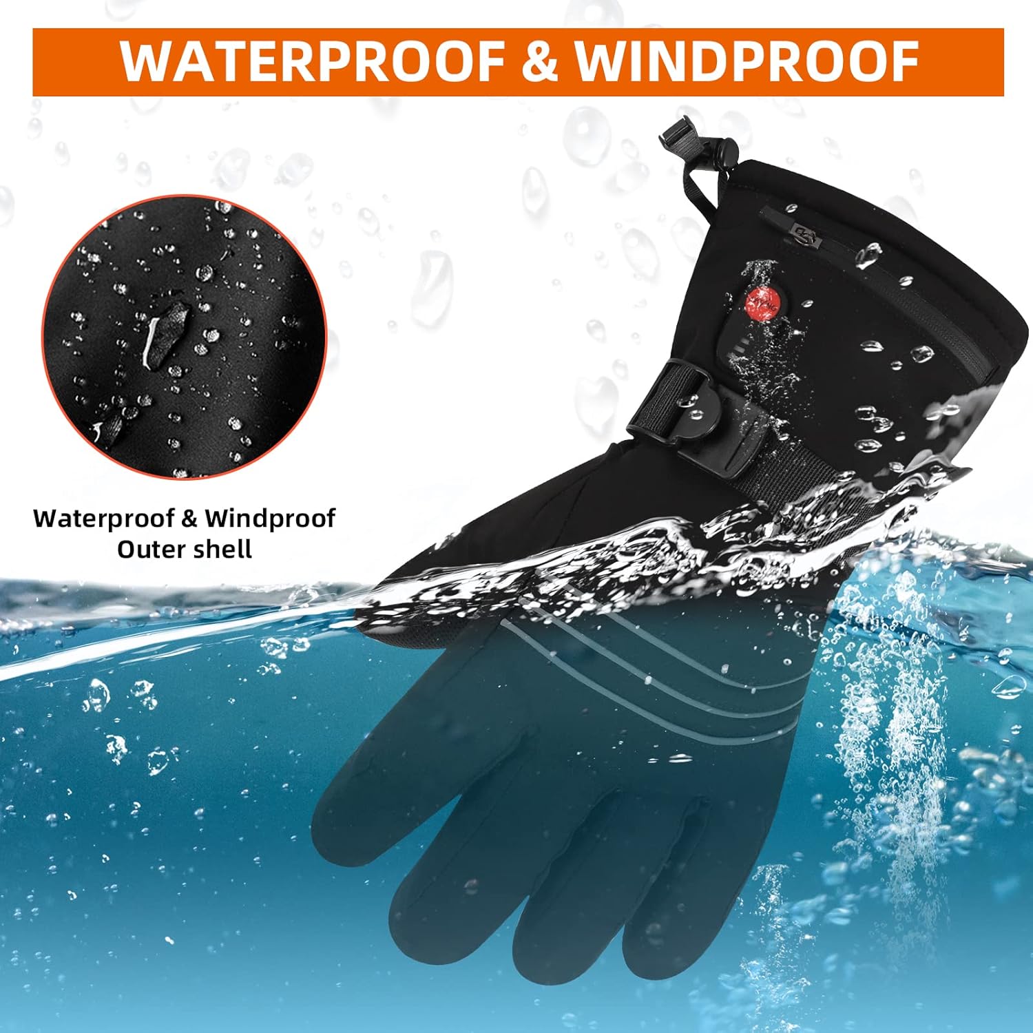 Heated Gloves for Men Women, 5000mAh Rechargeable Battery Heated Motorcycle Ski Gloves Waterproof for Winter Outdoor Cycling Hiking Camping