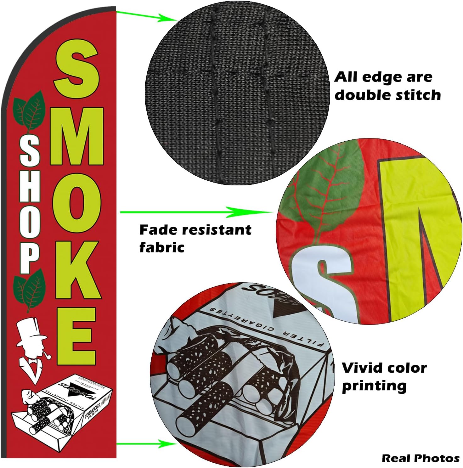 Smoke Shop E-Cig Vapor Sold Feather Flag Pack of 2,Smoke Shop Swooper Flag for Businesses Advertising,Include 8 Feet Feather Banner and 12 Feet Flagpole with Heavy Duty Ground Stake (Red)