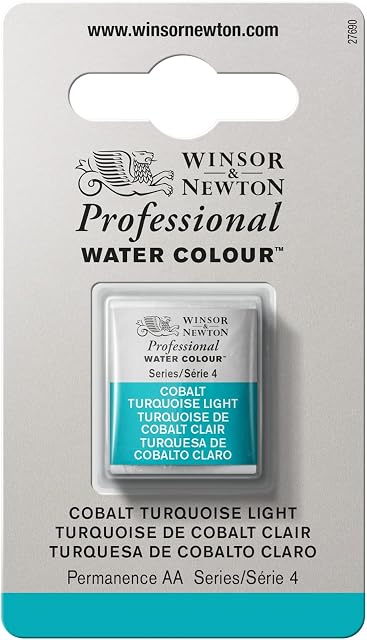 Winsor & Newton Professional Watercolour Paint, Artist Quality, Finest Pigments, Cobalt Turquoise Light, Half Pan