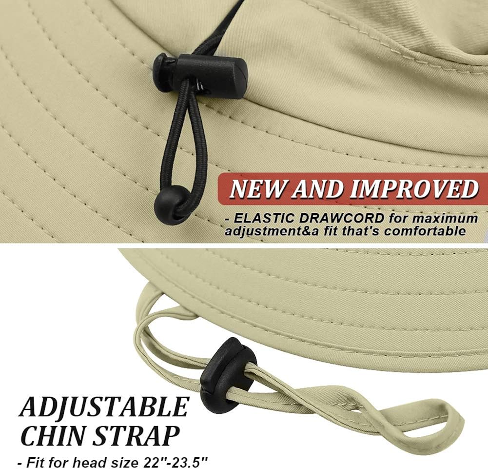 Ordenado Waterproof Sun Hat Outdoor UV Protection Bucket Mesh Boonie Hat Adjustable Fishing Cap(Khaki) : Sports & Outdoors