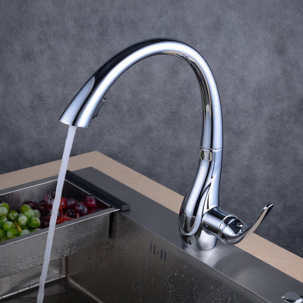 Beelee Chrom Mischbatterie mit Ausziehbar Brause Wasserhahn Küche Armatur Küchenarmatur Spültischarmatur für Küche