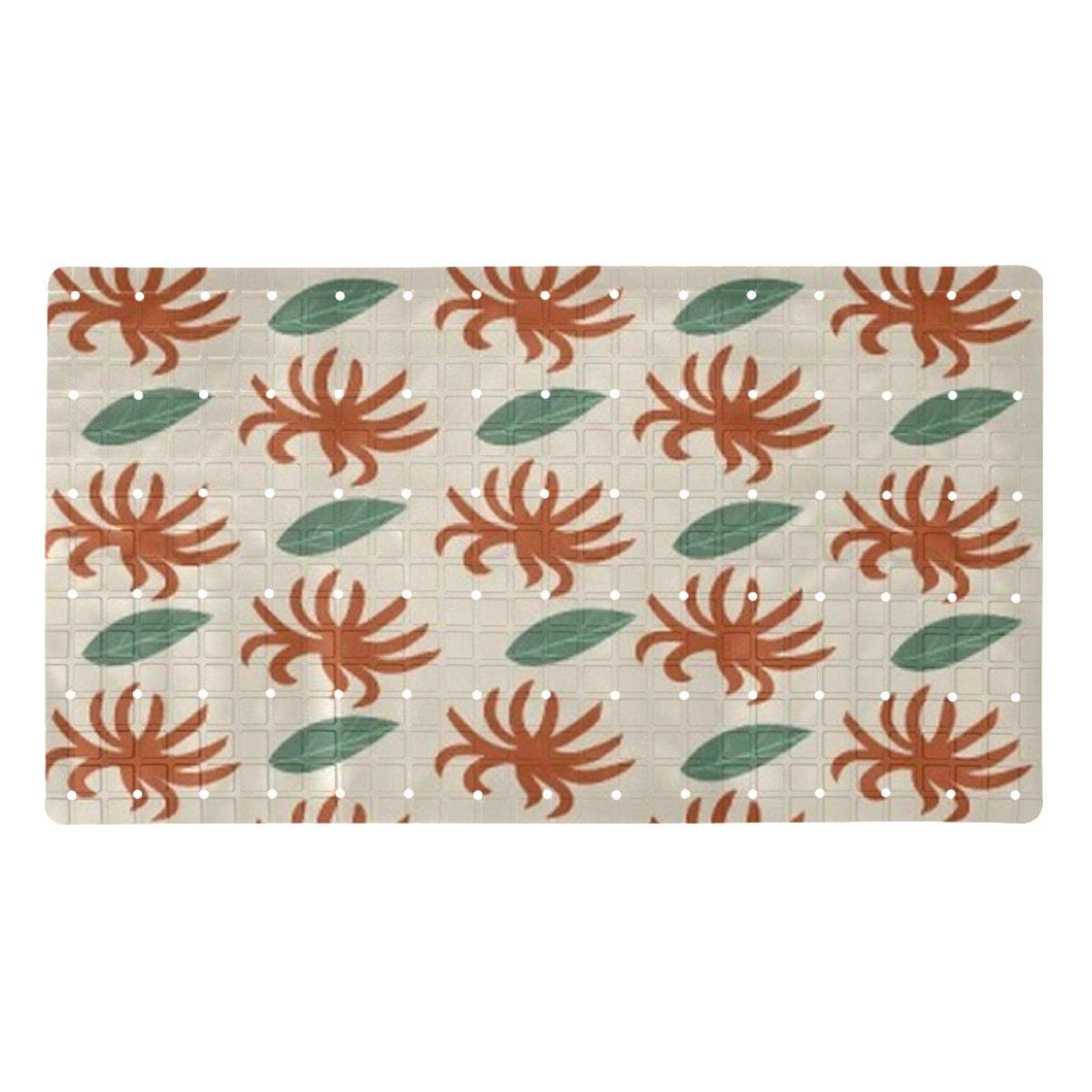 Tapis de bain chrysanthèmes avec ventouses et trous de drainage