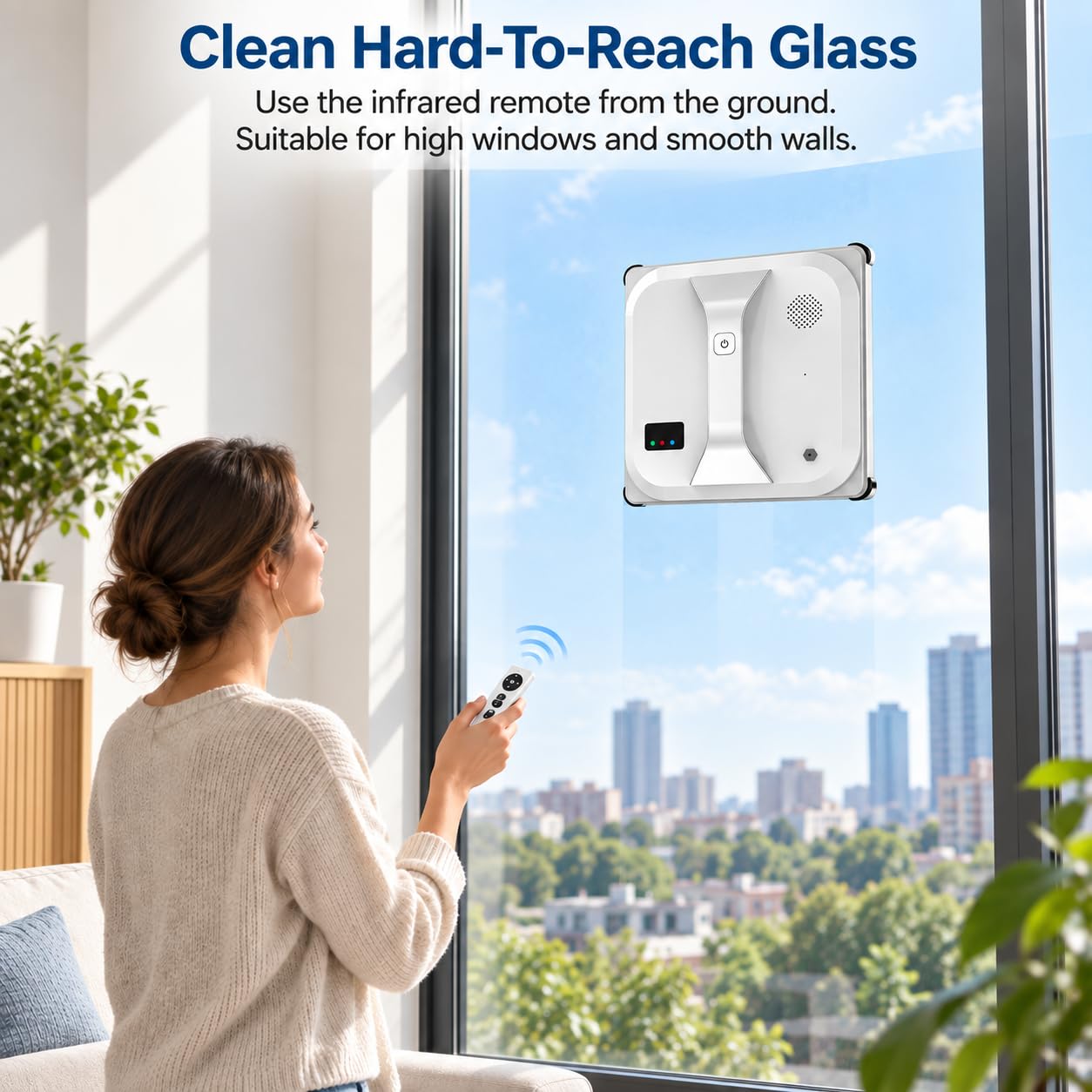 Aspirateur Robot Nettoyeur de fenêtres sans Fil, Aspiration de 3000 Pa, 3
