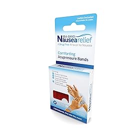 Sea-Band Anti-Nausea Acupressure Wristband for Motion & Morning Sickness - 1 Pair Red