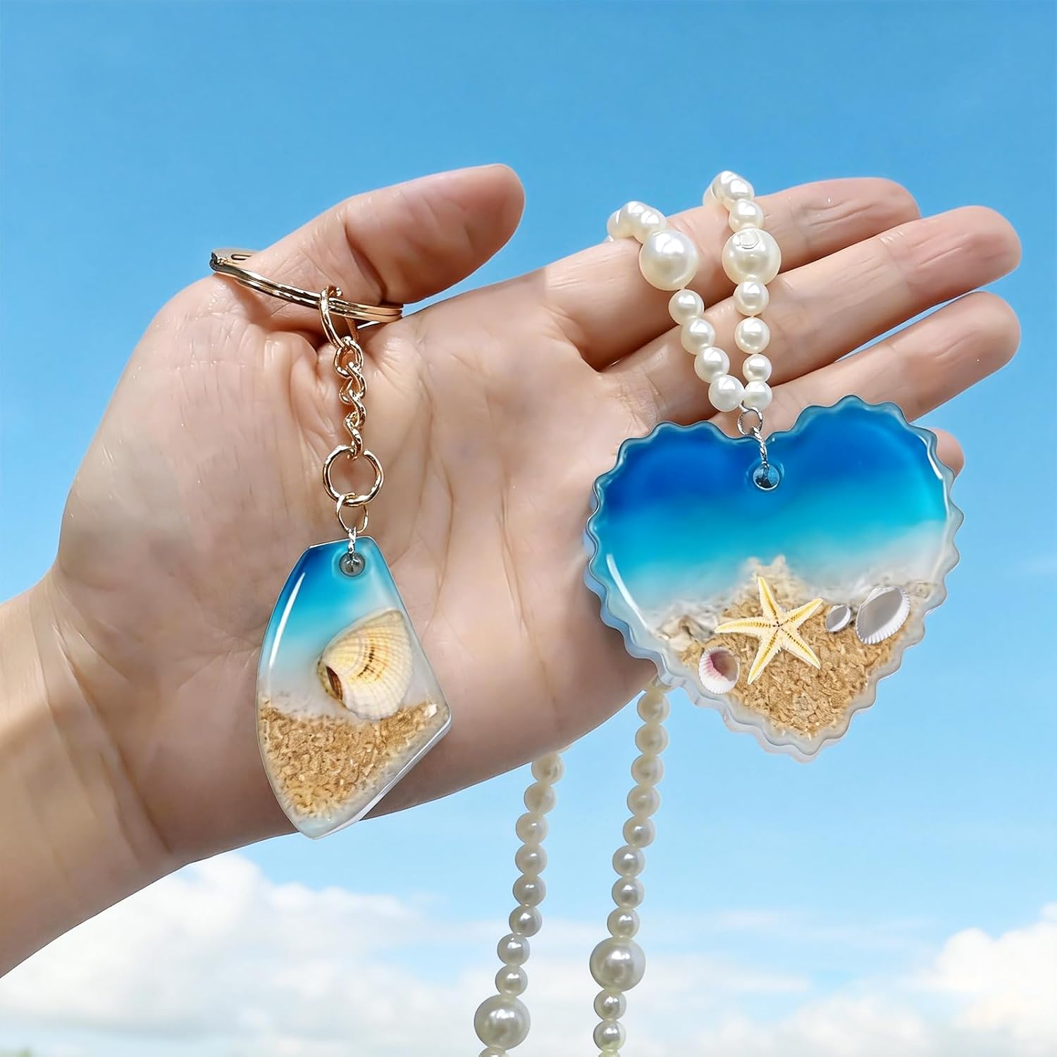 Pendant Resin Molds with Hole, 24 Cavities Keychain Resin Silicone Molds for Jewelry Making, DIY Epoxy Key Chain Bag Charms Crafting Personalized Gifts