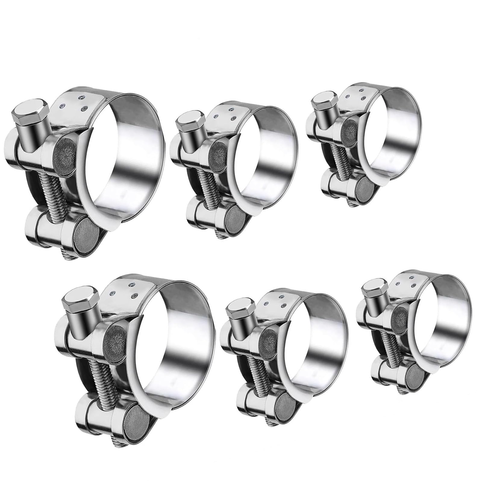 Kalttoy Multicolor 6Pcs Stainless Steel Hose Clamps Heavy Duty T Bolt Exhaust Pipe Clips For Various Hose Connection And Secure Fastening Metal Fastener Repair Clamps Tools Hardware