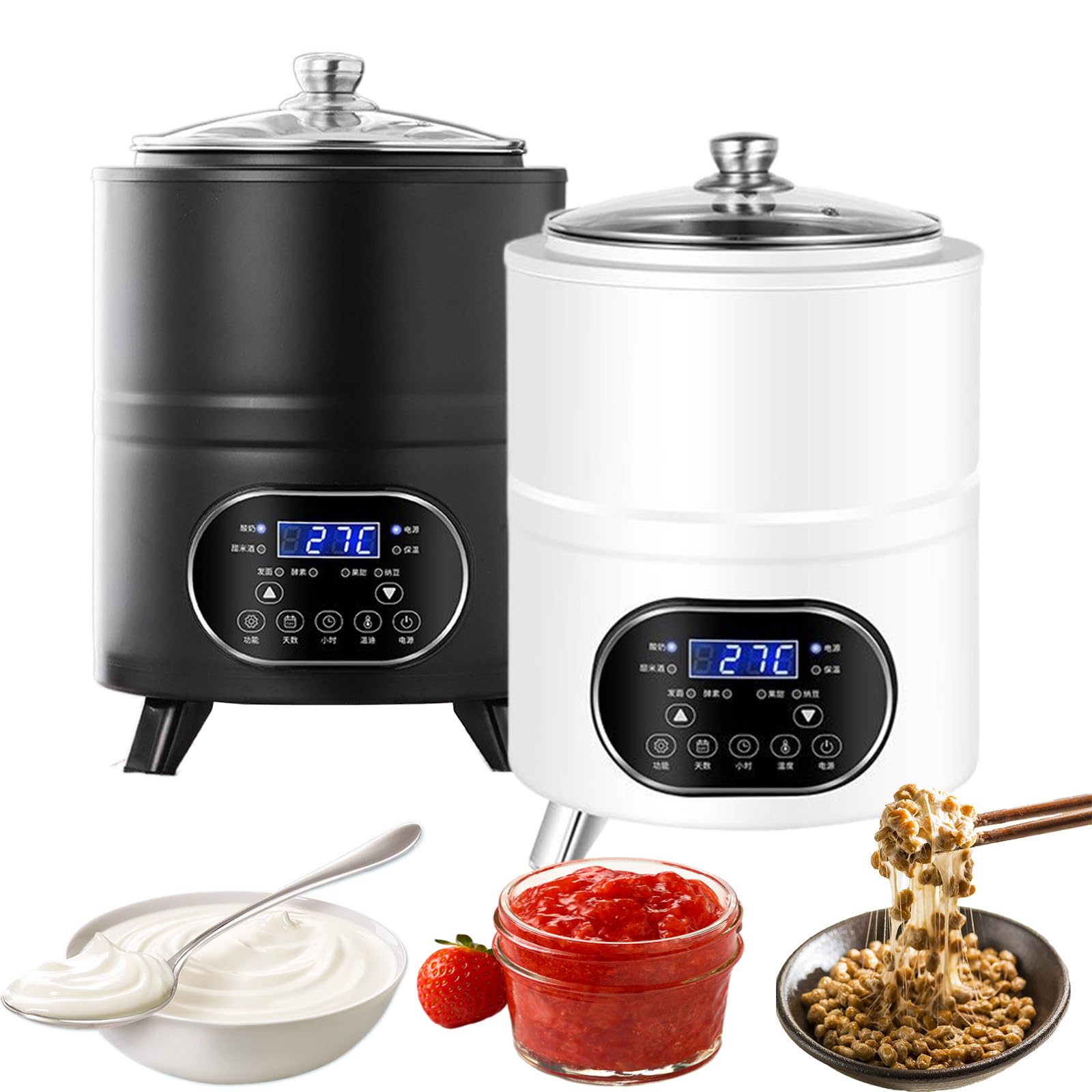 Yogurtiera Greca elettrica da 12 l per Dessert da Festa con Controllo di Tempo e Temperatura, yogurtiera Automatica per Yogurt Biologico Fatto in casa, per Yogurt Fatto in casa Black-12L