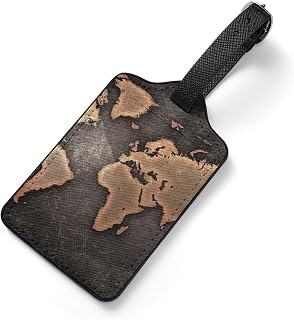 [hTkbberB] ネームタグ 荷物タグ 古い 世界地図柄 マップ柄 PU 名札 ネームプレート 荷札 紛失対策 バッグ用ネームタグ 旅行 アウトドア 番号札 トラベル用 おしゃれ ラベル