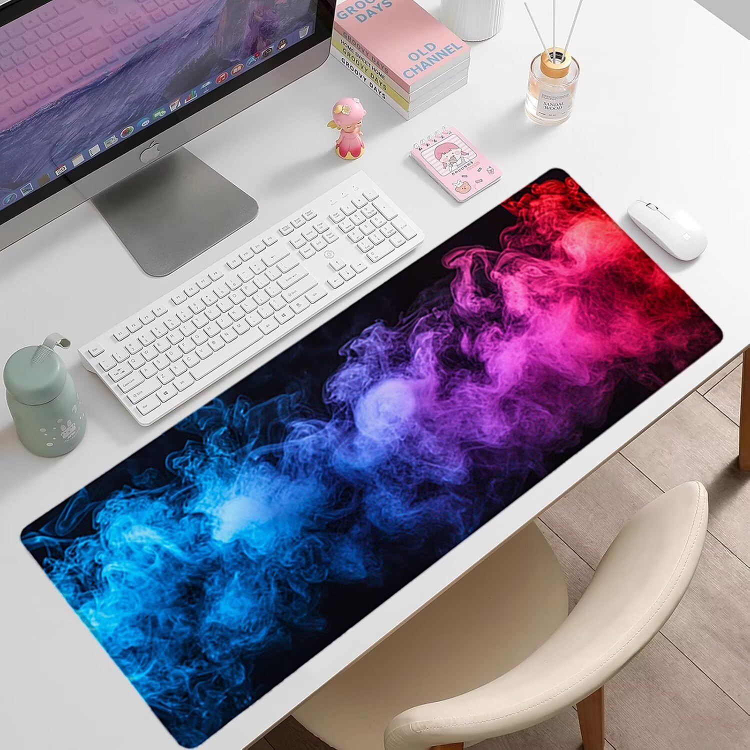Podkładka pod mysz do gier XXL - 1400 x 600 x 3 mm - krajobraz duża antypoślizgowa podkładka pod klawiaturę biurową ze zszytymi krawędziami, wielokolorowa duża podkładka pod mysz do gier do biura i