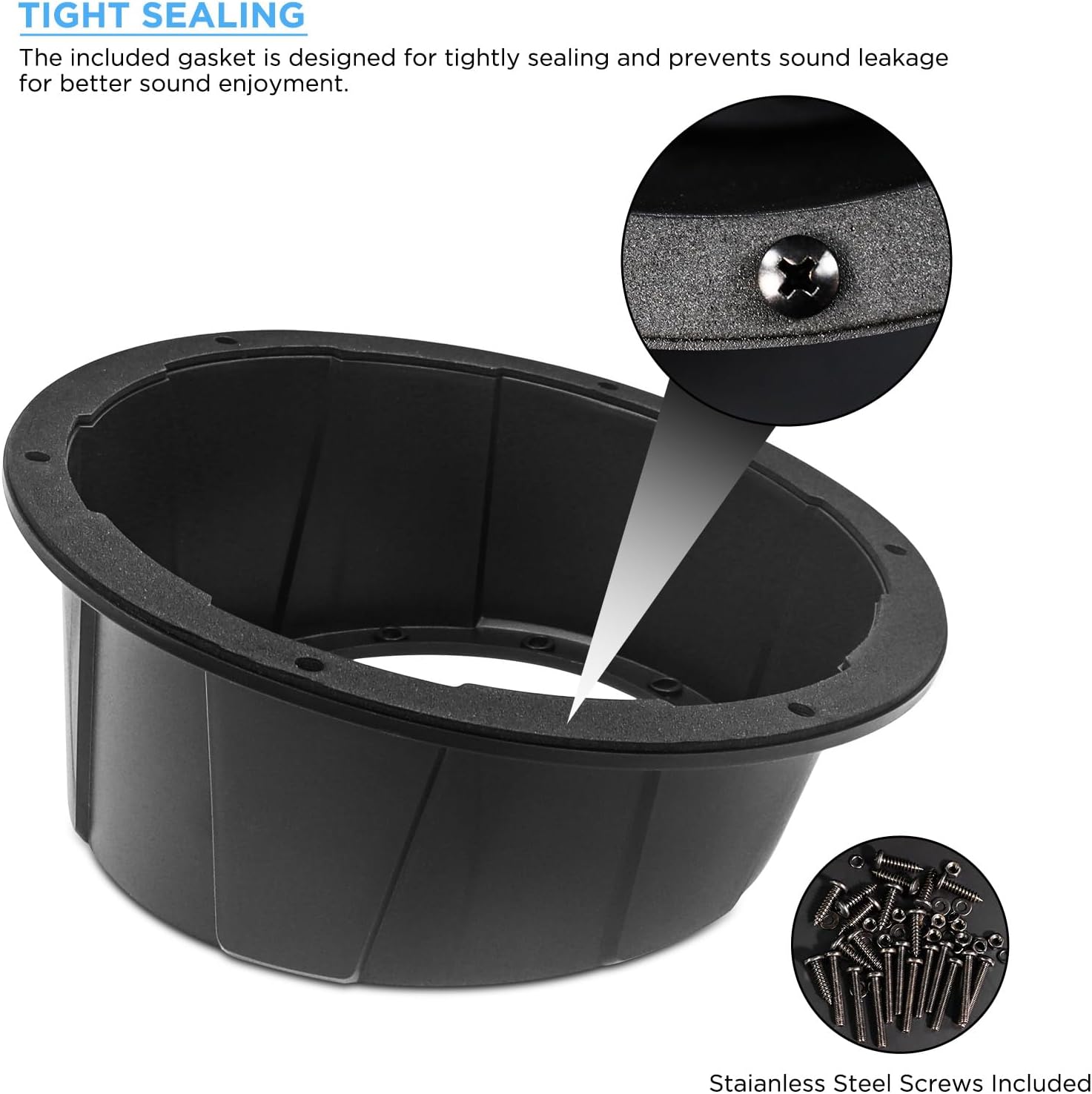 RECOIL USP65B Pairs of 6.5-Inch Speaker Pods, Universal 6.5” Angled Speaker Boxes, Surface Mount with Gaskets, Black Enclosures Compatible with Marine, UTVs, Boats, RVs, Cars