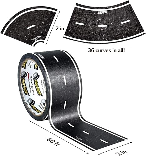 Miniatura 2 de Paytape 60 pies x 2 pulgadas rollo de cinta de pista de juguete para niños paquete de carretera negra para principiantes incluye 2 pulgadas de