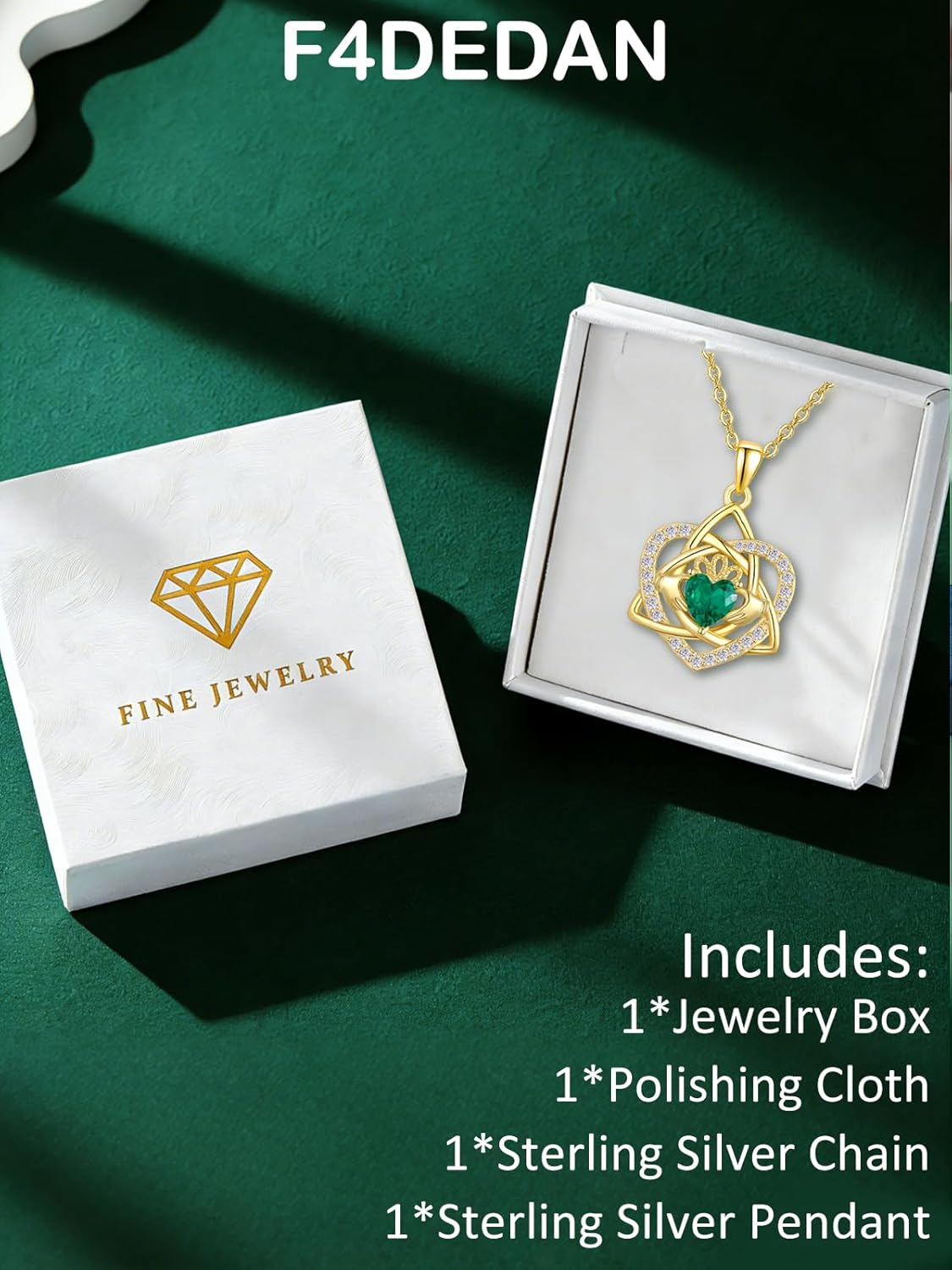 14K Gold Plated Claddagh Necklace for Women Irish Necklace Love Heart Pendant Valentine's Day Jewelry Irish Gifts for Wife - Image 7