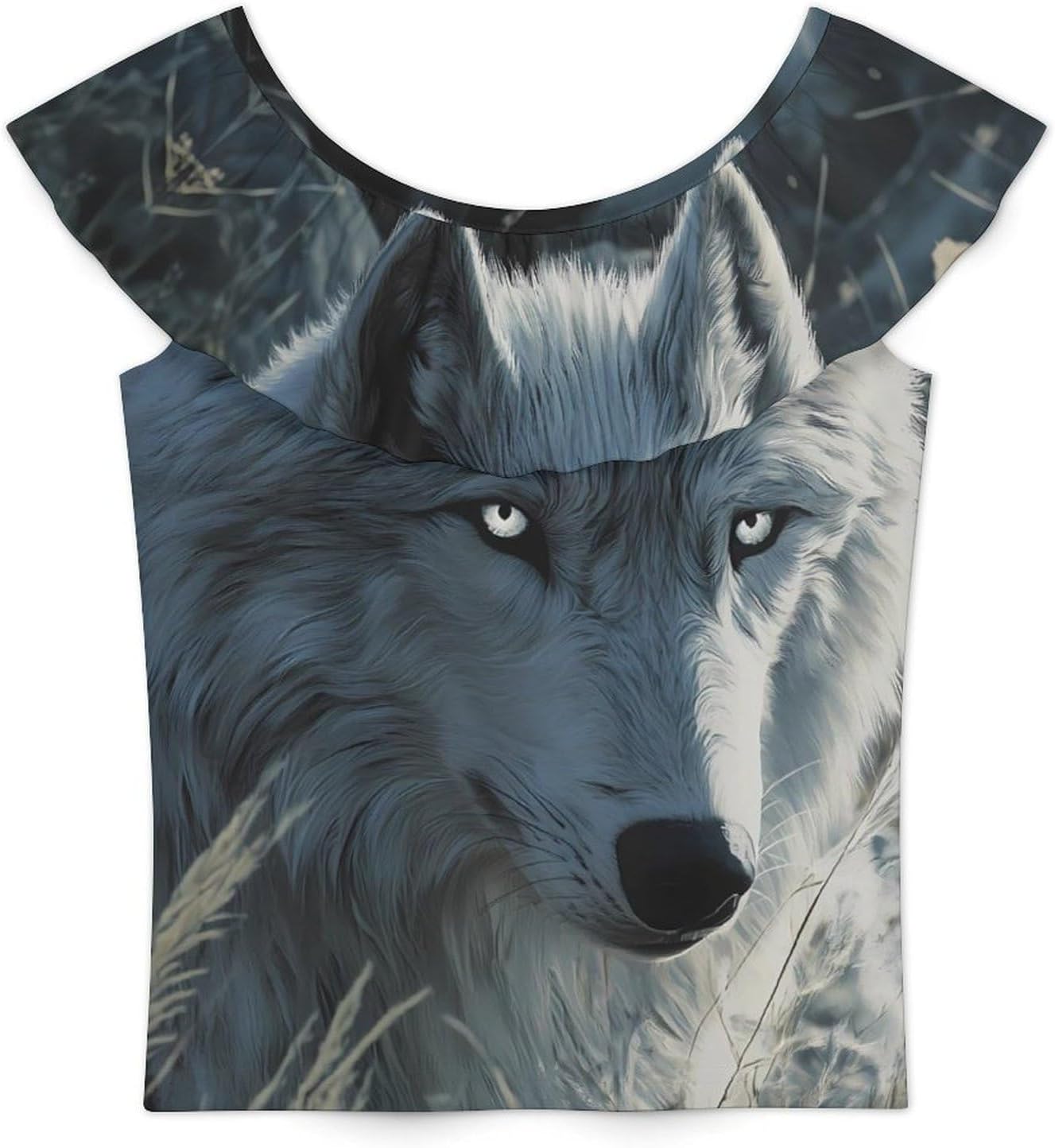 Arctic1 Wolf Girls T-Shirts Top Ruffle Short Sleeve Blouse Casual Graphic Tees