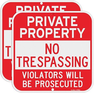 GicnKeuz Private Property No Trespassing Sign,12 x 12 Inches Violators Will Be Prosecuted Signs .040 Reflective Aluminum,Waterproof and Fade Resistant,2 Pre-drilled holes,Easy to Install, Indoors and Outdoors Use2-pack