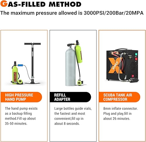 Miniatura 6 de SMACO Equipo de buceo para buceo de 1L Mini tanque de buceo hasta 20 minutos de tiempo de buceo pequeño de emergencia de reserva de buceo Kit de