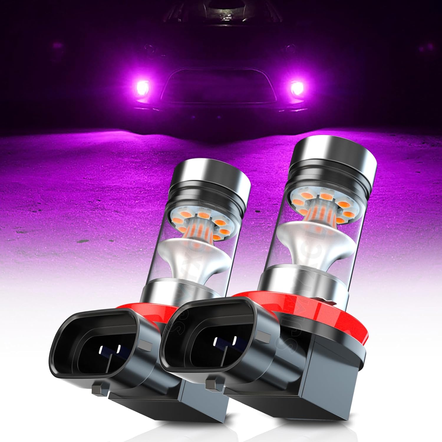 Compatible for Jeep Grand Cherokee Fog Light Bulbs 2014 2015 2016 2017 2018,H8 H9 H11 Fog Lights,Fog Lamps DRL Turn Signals Lights,Pink Purple Fog Lamp for Off Road,50000 Hours Lifespan,2 Packs