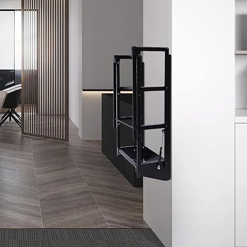 Miniatura 5 de PAREKS Escritorio convertible plegable montado en la pared, estante de almacenamiento de escritorio de pared flotante multifunción para oficina en