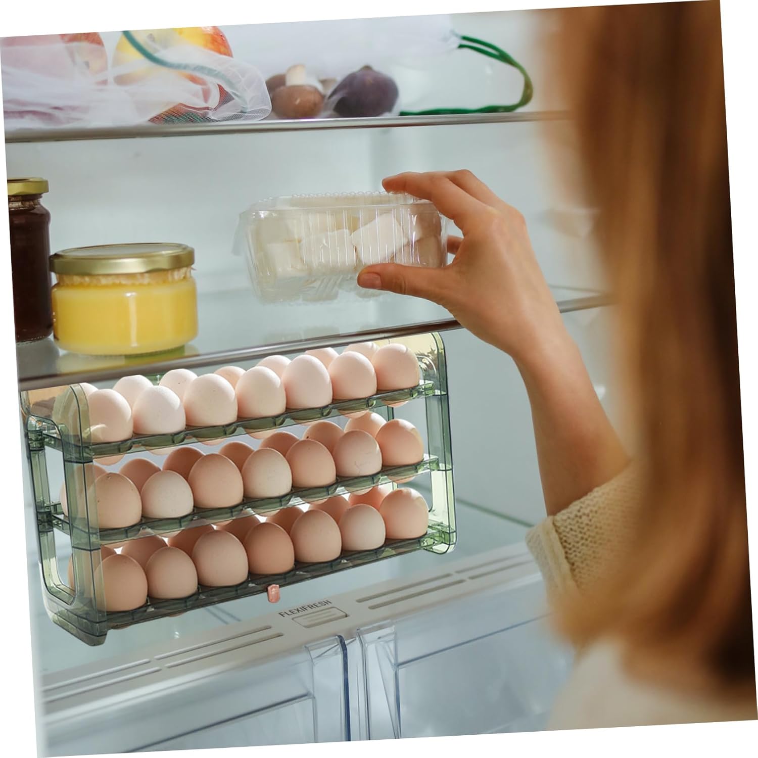 Mipcase Egg Holder Refrigerator Organizer Flipping Egg Storage Rack for Kitchen for Fridge