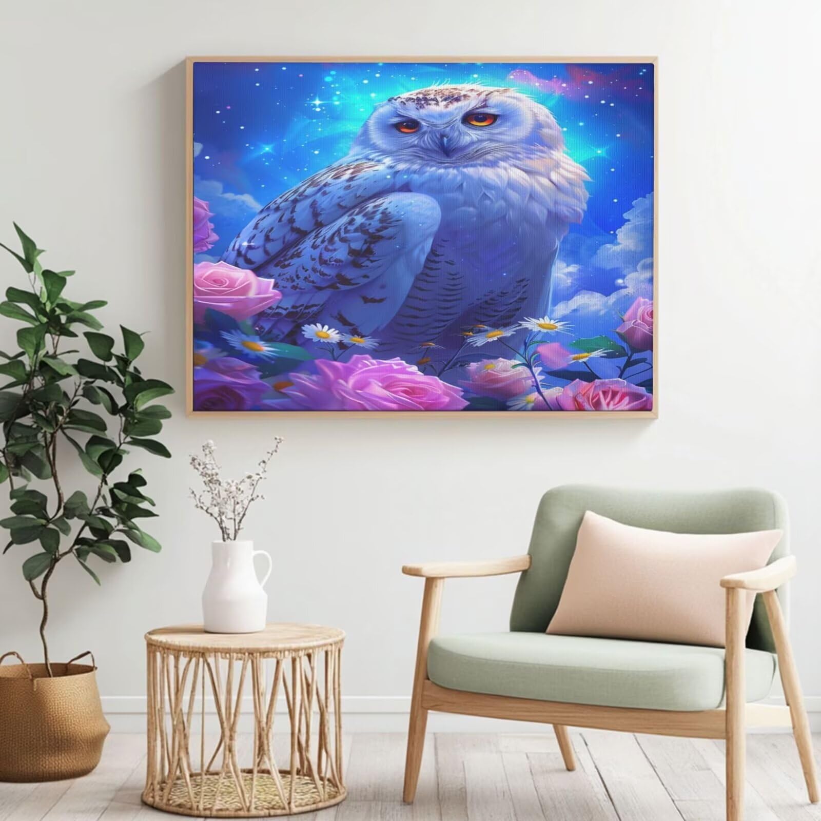 Dream MK133 - Kit per pittura con numeri per adulti, motivo: gufo, in acrilico, per adulti e principianti, per decorazione da parete della casa, 115 x 90 cm, senza cornice)