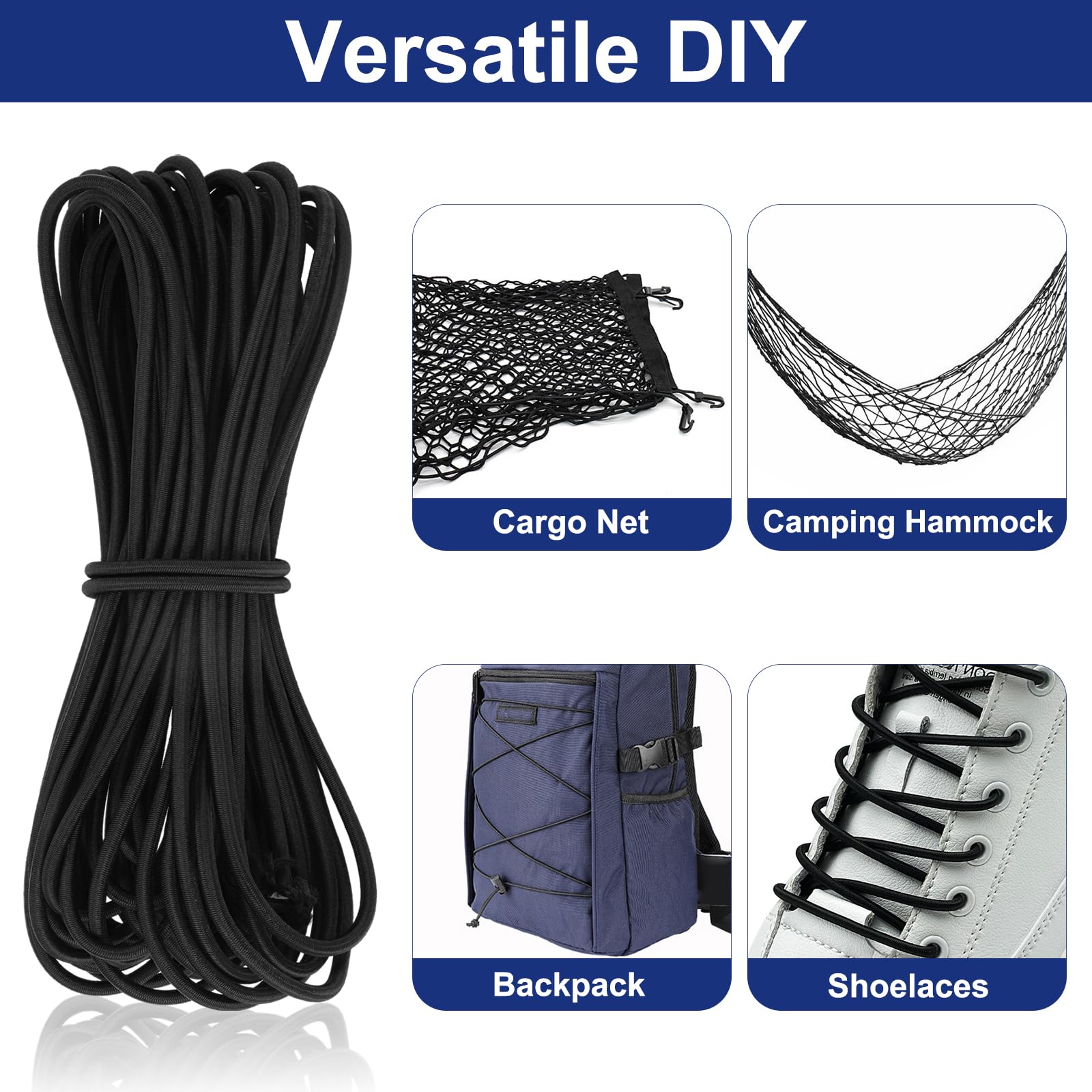 Corde Élastique Avec Boules 4mm X 10M - Tendeur Elastique Sandow Pour Bâche, Tente, Camping Et Pavillon - Kit Complet