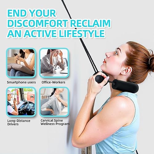 Miniatura 5 de Dispositivo de tracción cervical para uso doméstico, correa ajustable para estirar el cuello sobre la puerta para aliviar el dolor y descompresión