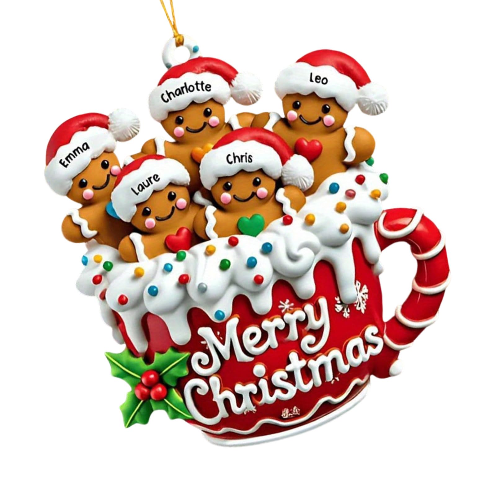 KAQNTUD Gingerbread Man Christmas Tree Decoration for Indoor and Outdoor Use, Shatterproof Acrylic Gingerbread Ornament for Mantles, Home Office, Gingerbread Man, Christmas Tree Hanging Decoration
