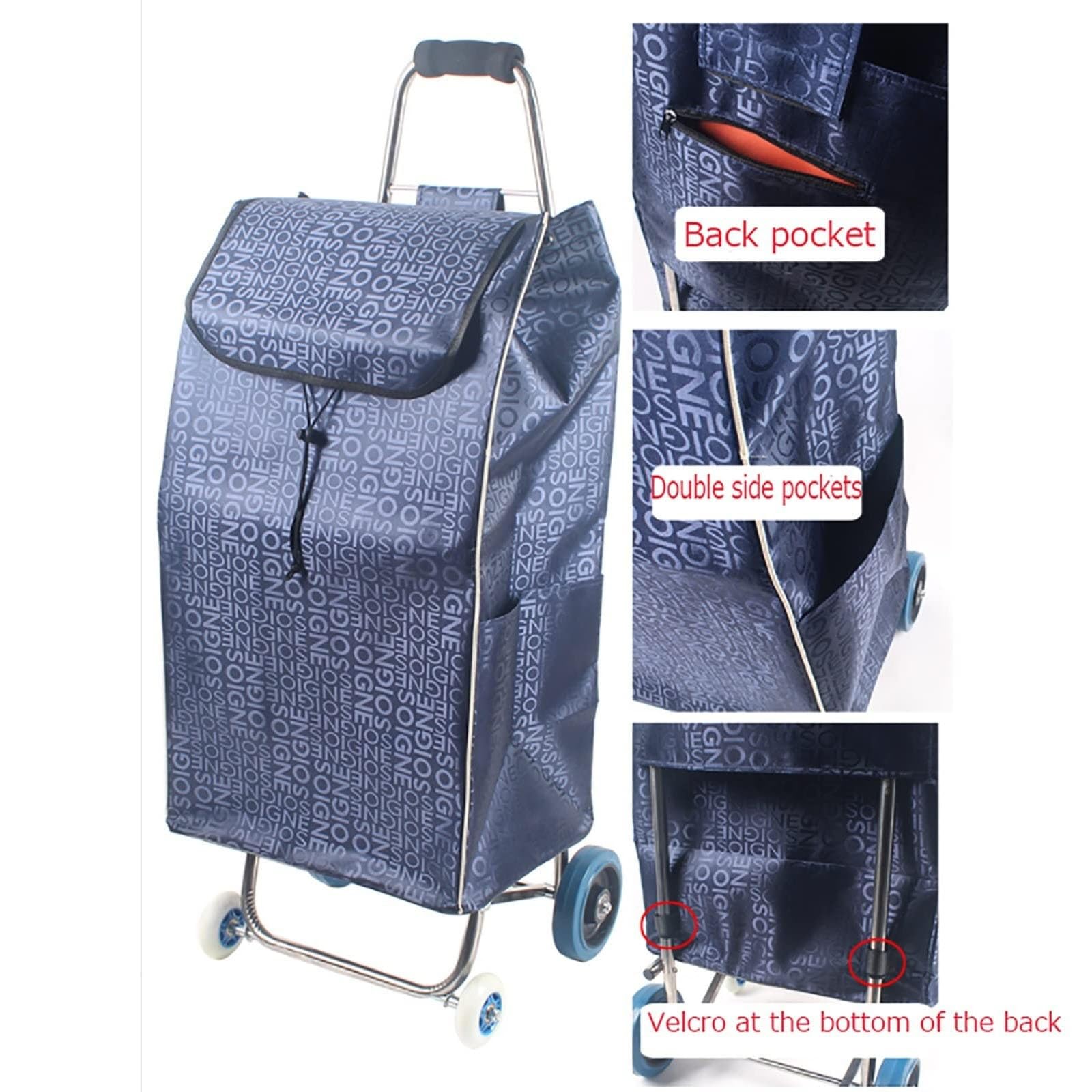 Bolsa de repuesto para carrito de la compra de gran capacidad de 70 litros con bolsillos laterales, bolsa de almacenamiento de tela Oxford impermeable para carrito de la compra, organizador duradero y