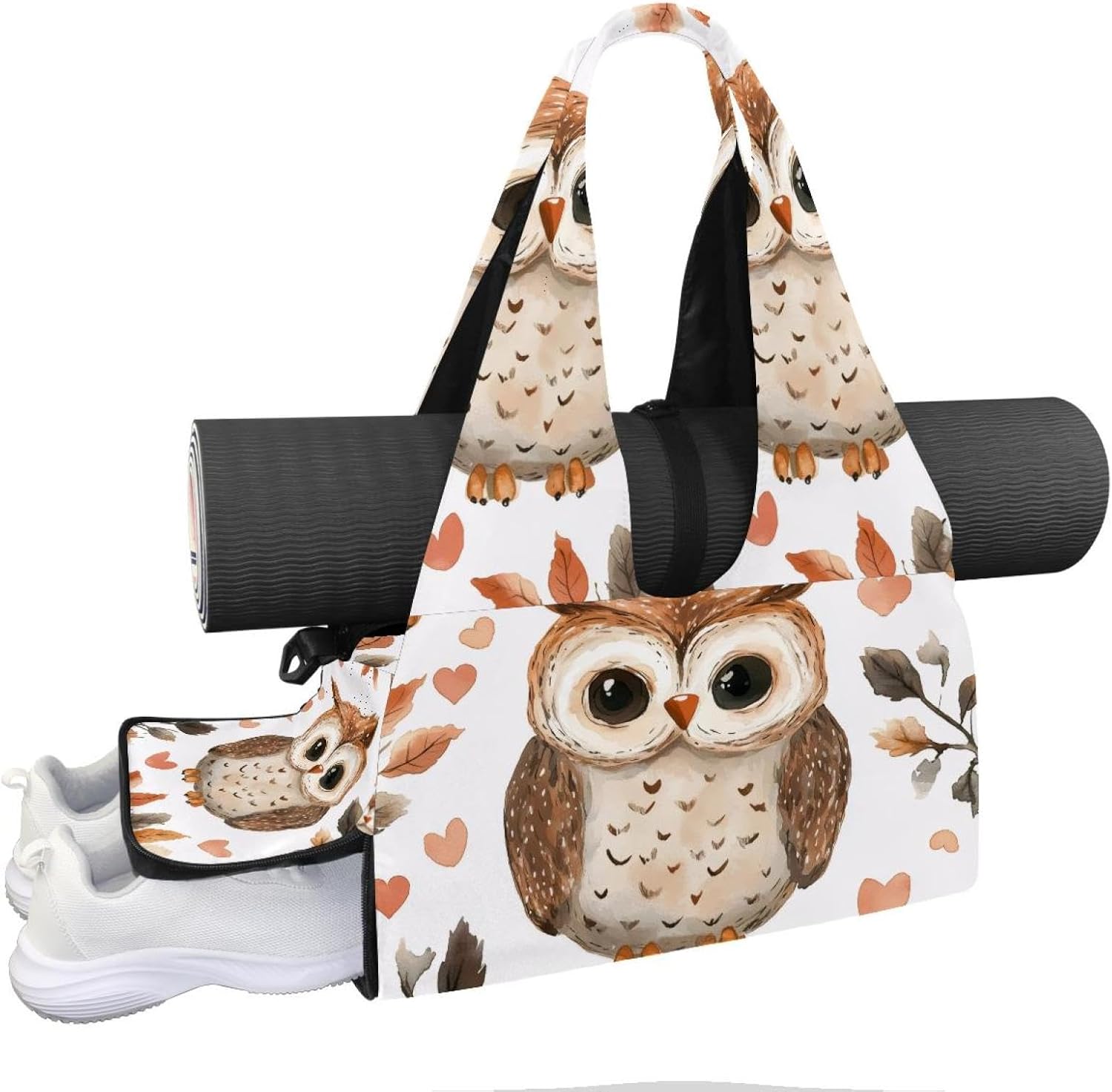 Gym Bag for Women, Purple Violet Flowers Yoga Mat Bag with Shoe Compartment, Sport Yoga Gym Bag with Yoga Strap, Carryall Yoga Tote Bag